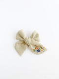 Hand Embroidered Floral Bunch - Chunky Hand Tied Bow