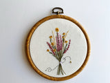 Hand Embroidered 5inch Hoop - Bright Wildflowers + Bee