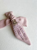 Hand Embroidered Bow - Large Hand Tied - Lavender