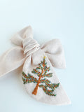 Hand Embroidered Bow - Chunky - Light Pink - Christmas Tree