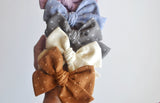 Toasted Pecan Embroidered Bow, Children's Hair Accessories, Hair Bows